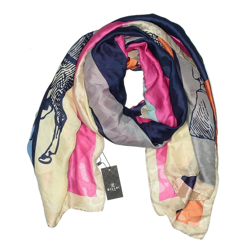 Multicolor Silk Scarf With A Horse Motif